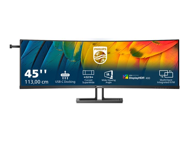 Philips 45B1U6900C - LED monitor - curved - 45\" (44.5\" viewable) - 5120 x 1440 Dual Quad HD @ 75 Hz - VA - 450 cd/m² - 3000:1 - DisplayHDR 400 - 4 ms - 2xHDMI, DisplayPort, USB-C - speakers - black