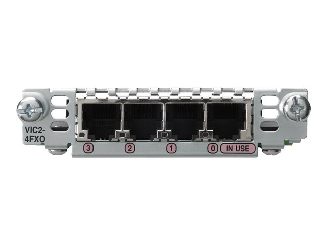Cisco IP Unified Communications Voice/Fax Network Module - Voice interface card - FXO - analogue ports: 4 - for Cisco 17XX, 26XX, 28XX, 29XX, 36XX, 37XX, 3845 V3PN, 38XX, 39XX