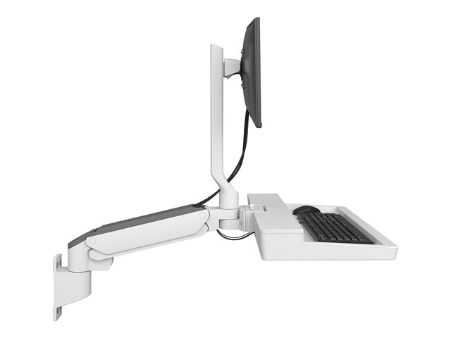 Ergotron CareFit Combo Arm - Mounting kit (articulating arm, keyboard tray, wall mount base, track mount adapter) - modular - for LCD display / PC equipment - plastic, aluminium - white - screen size: up to 27\" - wall-mountable