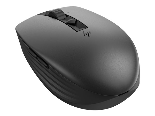 HP 715 - Mouse - multi-device, rechargeable - 7 buttons - wireless, wired - Bluetooth 3.0, 2.4 GHz - USB wireless receiver - black