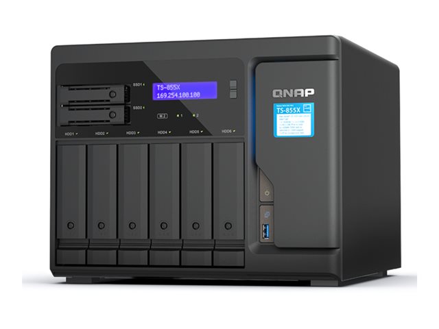 QNAP TS-855X - NAS server - 8 bays - SATA 6Gb/s - RAID RAID 0, 1, 5, 6, 10, JBOD, 50, 60 - RAM 8 GB - 2.5 Gigabit Ethernet / 10 Gigabit Ethernet - iSCSI support