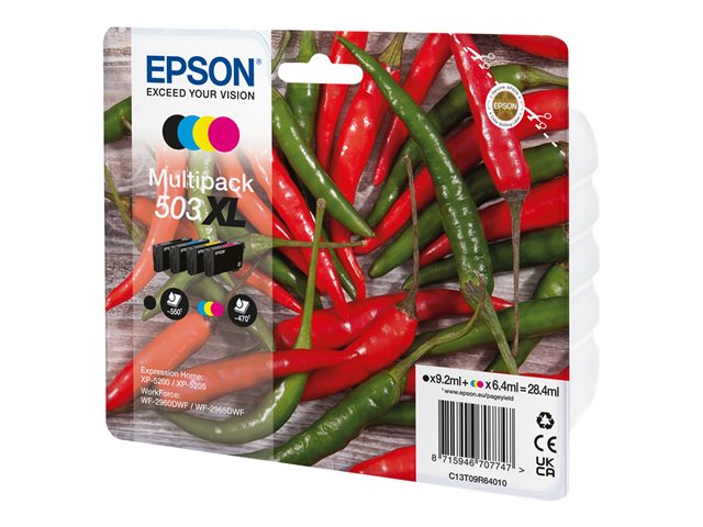 Epson 503XL Multipack - 4-pack - XL - black, cyan, magenta, yellow - original - blister - ink cartridge - for Expression XP-5205, Expression Home XP-5200, WorkForce WF-2965DWF