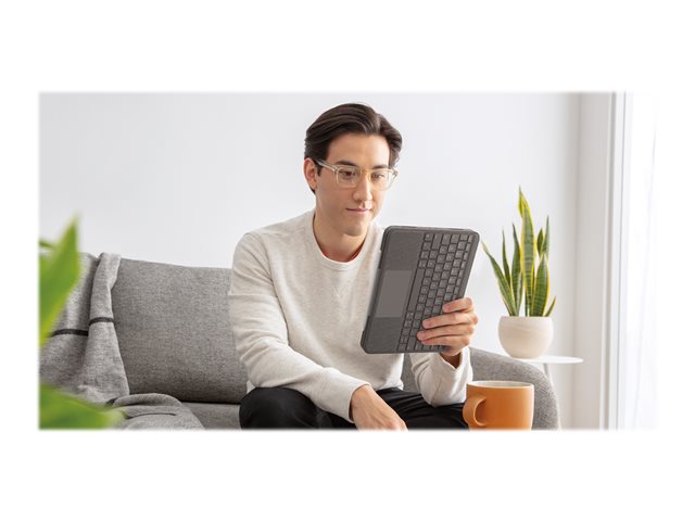 Logitech Folio Touch - Keyboard and folio case - with trackpad - backlit - Apple Smart connector - QWERTZ - German - oxford grey - for Apple 10.9-inch iPad Air (4th generation, 5th generation)