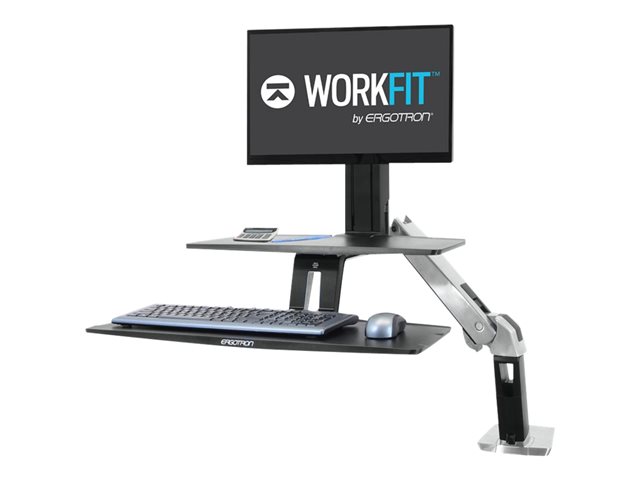 Ergotron WorkFit-A with Suspended Keyboard, Single LD Standing Desk - Stand - for LCD display / keyboard - black, polished aluminium - screen size: up to 24\"