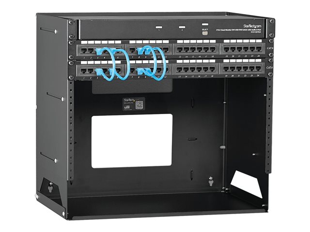 StarTech.com 8U Open Frame Wall Mount Network Rack w/ Built in Shelf - 2-Post Adjustable Depth (12\" to 18\") Equipment Rack - 75.2lbs (WALLSHELF8U) - Rack (wall mount) - black - 8U - 19\" - for P/N: CABSCRWS1032