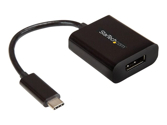 StarTech.com USB C to DisplayPort Adapter 4K 60Hz - USB Type-C to DP 1.4 Monitor Video Converter (DP Alt Mode) - Thunderbolt 3 Compatible - DisplayPort adapter - 24 pin USB-C (M) to DisplayPort (F) - Thunderbolt 3 / DisplayPort 1.4 - 14 cm - 8K30Hz (7680 x 4320) support, 4K60Hz support - black - for P/N: BNDTB10GI, BNDTB210GSFP, BNDTB410GSFP, BNDTB4M2E1, BNDTBUSB3142, TB4CDOCK