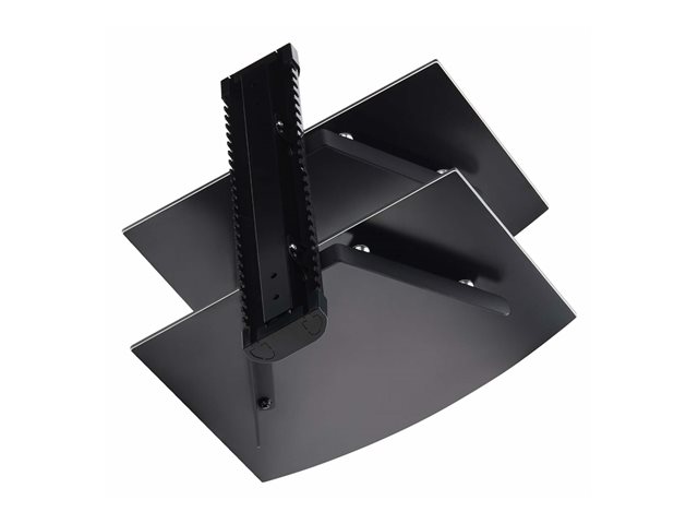 StarTech.com Dual Floating Wall-Mounted AV Shelves, Adjustable Height Shelf For Under TV, Organize A/V Equipment On Black Tempered Glass Shelves - Shelf - for audio/video components - aluminium, steel, plastic - black - wall-mountable