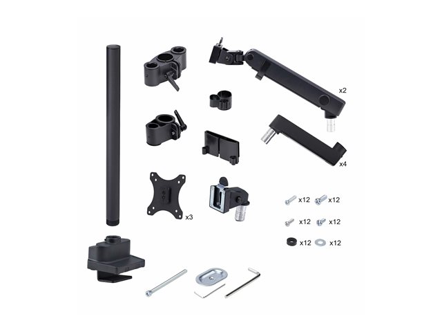 StarTech.com Triple Monitor Desk Mount For Up To Three 27in Screens, VESA 75x75/100x100, Tool-Less Arm Adjustments, C-Clamp/Grommet Mount, Spring-Assisted Arms - Mounting kit - adjustable arm - for 3 LCD displays - aluminium, steel, plastic - black - screen size: up to 27\" - desk-mountable