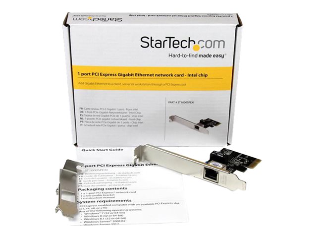 StarTech.com 1-Port Gigabit Ethernet Network Card - PCI Express, Intel I210 NIC - Single Port PCIe Network Adapter Card with Intel Chipset (ST1000SPEXI) - Network adapter - PCIe low profile - 1GbE - 1000Base-T - black