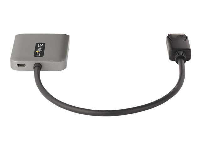 StarTech.com 2-Port DisplayPort MST Hub, Dual 4K 60Hz, DP to 2x DisplayPort Monitor Adapter, DP 1.4 Multi-Monitor Video Adapter w/ 1ft Built-in Cable, USB Powered, Windows Only - Multi Stream Transport Hub (MST14DP122DP) - Hub - 1 x DisplayPort + 1 x micro-USB + 2 x DisplayPort