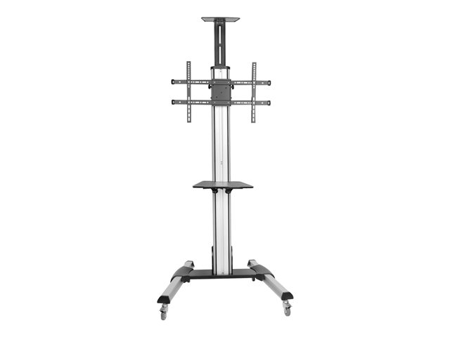 StarTech.com Heavy Duty Rolling Portable TV Cart Stand with Wheels - 32 to 75 inch - Adjustable Rotating Mobile Flat Panel Screen Mount (STNDMTV70) - Cart - for flat panel - plastic, aluminium, steel - black, silver - screen size: 32\"-70\" - for P/N: HDMIPLATE