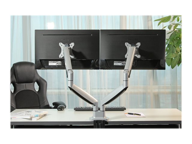 Neomounts NM-D750D - Mounting kit - full-motion - for 2 LCD displays - silver - screen size: 10\"-32\" - clamp mountable, grommet, desk-mountable