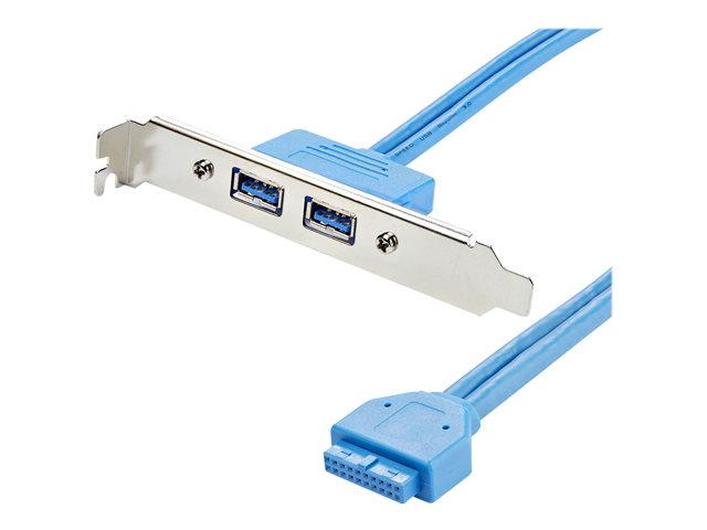 StarTech.com 2 Port USB 3.0 A Female Slot Plate Adapter - USB 3.0 motherboard Adapter - USB 3 plate - USB 3.0 header Adapter (USB3SPLATE) - USB panel - USB Type A (F) to 20 pin IDC (F) - 50 cm - blue - for P/N: PEXUSB312A1C1H, PEXUSB312A2C2V, PEXUSB312EIC