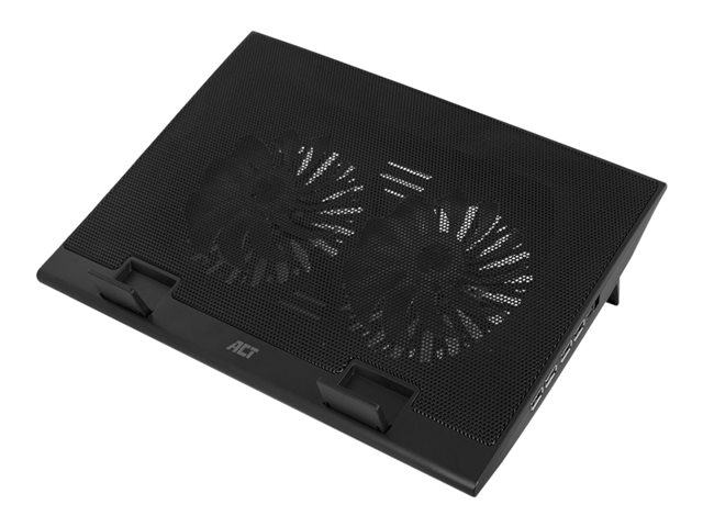 ACT - Notebookstandaard - met 2 koelventilatoren, USB-hub met 4 poorten - 17.3\" - 125 mm - zwart