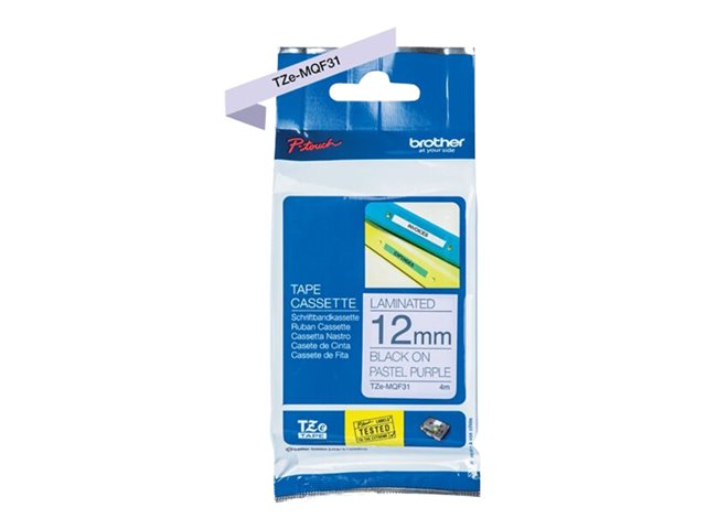 Brother TZe-MQF31 - Black on pastel purple - Roll (1.2 cm x 8 m) 1 cassette(s) laminated tape - for Brother PT-P950, P-Touch PT-D610, E310, P-Touch Cube PT-P300, P-Touch Cube Pro PT-P910
