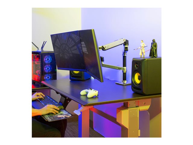 Ergotron LX - Mounting kit (desk clamp mount, grommet mount, pole, 2 articulating arms, 2 extension brackets, notebook tray) - for 2 LCD displays or LCD display and notebook - polished aluminium - screen size: up to 24\" - desktop