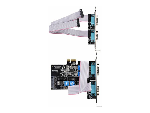StarTech.com 4-Port Serial PCIe Card, Quad-Port PCI Express to RS232/RS422/RS485 (DB9) Serial Card, Low-Profile Bracket Incl., 16C1050 UART, TAA-Compliant, For Windows/Linux, TAA Compliant - Level-4 ESD Protection (PS74ADF-SERIAL-CARD) - Serial adapt