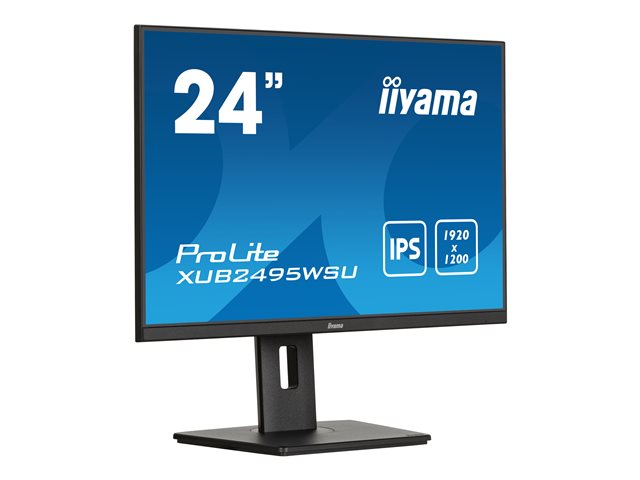 iiyama ProLite XUB2495WSU-B7 - LED monitor - 24\" (24.1\" viewable) - 1920 x 1200 WUXGA @ 75 Hz - IPS - 300 cd/m² - 1000:1 - 4 ms - HDMI, DisplayPort - speakers - black, matte