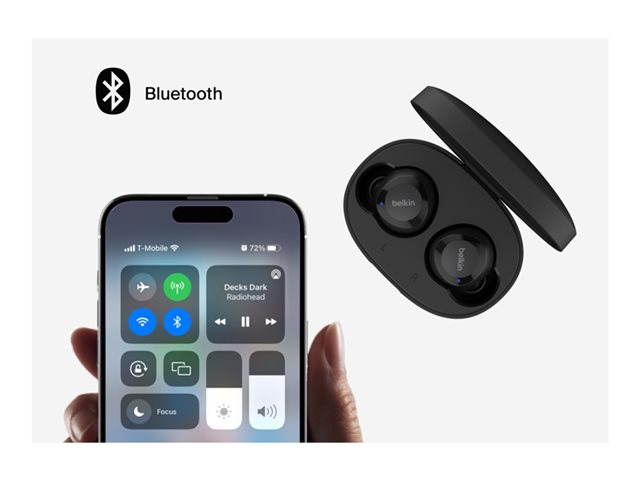 Belkin SoundForm Bolt - True wireless earphones with mic - in-ear - Bluetooth - black - for Apple iPhone 14, 14 Plus, 14 Pro, 14 Pro Max, Samsung Galaxy S22 5G, S22 Ultra 5G, S22+ 5G