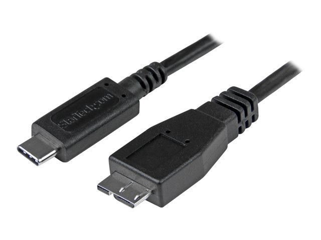 StarTech.com USB C to Micro USB Cable 0.5m - USB 3.1 Type C to Micro USB Type B Cable - Micro USB 3.1 to USB-C - Thunderbolt 3 Compatible (USB31CUB50CM) - USB cable - 24 pin USB-C (M) to Micro-USB Type B (M) - USB 3.1 Gen 2 - 50 cm - black - for P/N: HB31C2A1CGS, HB31C2A2CB, HB31C3A1CS, HB31C3ASDMB, HB31C4AS, PEXUSB311AC3, PEXUSB321C