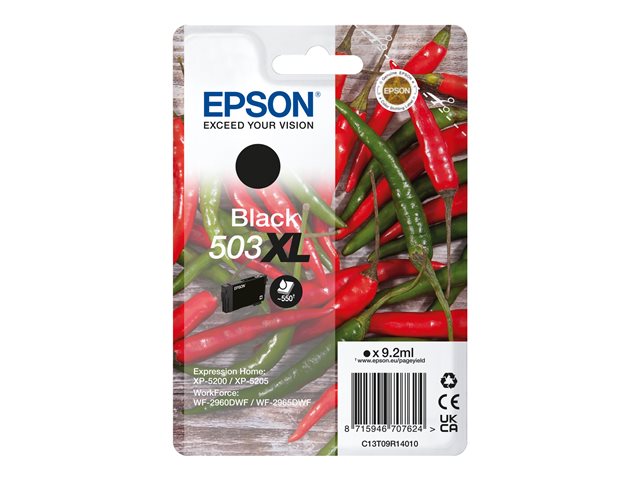 Epson 503XL - 9.2 ml - XL - black - original - blister with RF/acoustic alarm - ink cartridge - for Expression Home XP-5200, XP-5205, WorkForce WF-2960DWF, WF-2965DWF