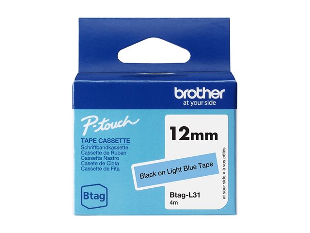 Brother BTAG-L31 - Black on light blue - Roll (1.2 cm x 4 m) 1 cassette(s) hanging box - label tape