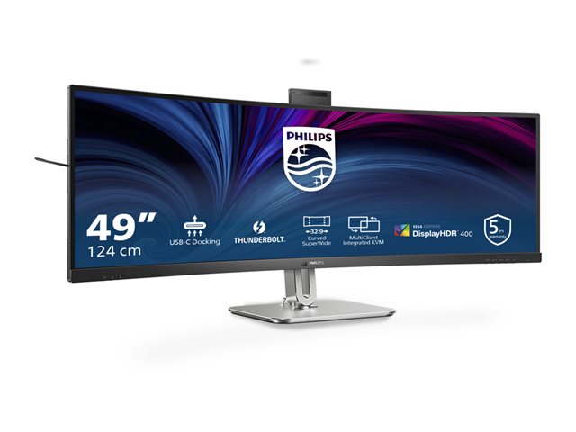Philips 49B2U6903CH - 6000 Series - LED monitor - curved - 49\" (48.8\" viewable) - 5120 x 1440 SuperWide @ 100 Hz - VA - 500 cd/m² - 3000:1 - DisplayHDR 400 - 4 ms - Thunderbolt 4, 2xHDMI, DisplayPort - speakers - silver