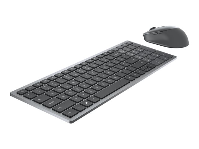 Dell Multi-Device KM7120W - Keyboard and mouse set - wireless - Bluetooth, 2.4 GHz - QWERTY - US International - titan grey