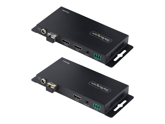 StarTech.com 4K HDMI over Fiber Extender Kit, 4K 60Hz up to 3300ft/1km (Single Mode) or 1000ft/300m (Multimode) LC Fiber Optic, HDR/HDCP, Audio/RS232/IR Extender, HDMI Video Extender - Transmitter and Receiver Kit (ST121HD20FXA2) - Video/audio/infrar