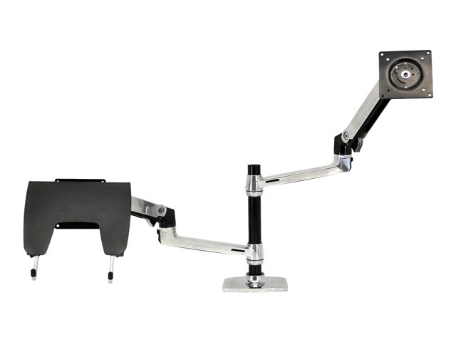 Ergotron LX - Mounting kit (desk clamp mount, grommet mount, pole, 2 articulating arms, 2 extension brackets, notebook tray) - for 2 LCD displays or LCD display and notebook - polished aluminium - screen size: up to 24\" - desktop