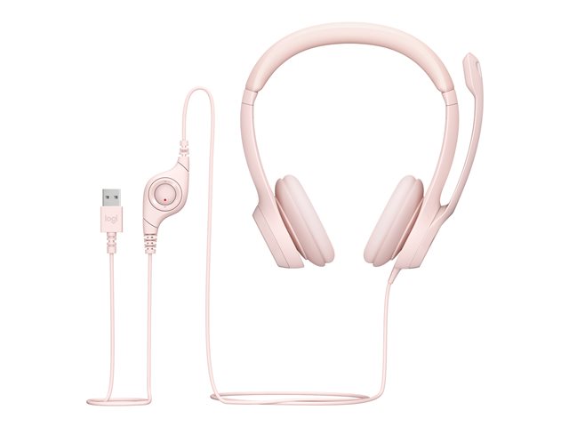 Logitech H390 - Headset - on-ear - wired - USB-A - rose