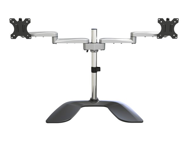 StarTech.com Dual Monitor Stand, Ergonomic Desktop Monitor Stand for up to 32\" VESA Displays, Free-Standing Articulating Universal Computer Monitor Mount, Adjustable Height, Silver - Easy & Quick Assembly - Stand - for 2 monitors - plastic, aluminium, steel - black, silver - screen size: 32\" - desktop