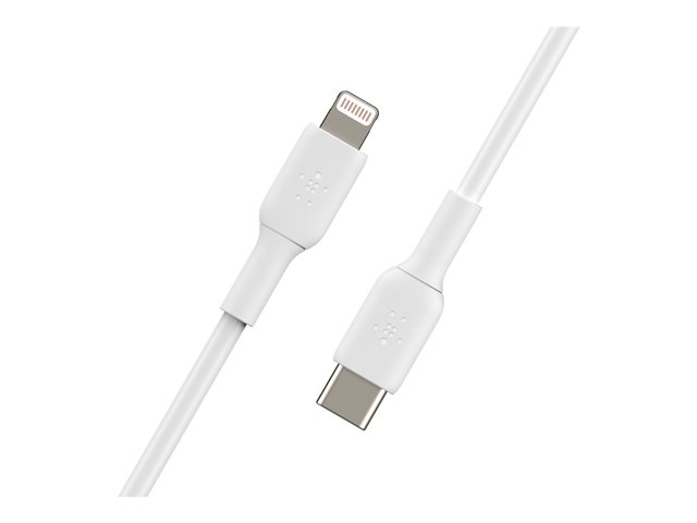 Belkin BoostCharge - Lightning cable - 24 pin USB-C male to Lightning male - 1 m - white - USB Power Delivery (18W)