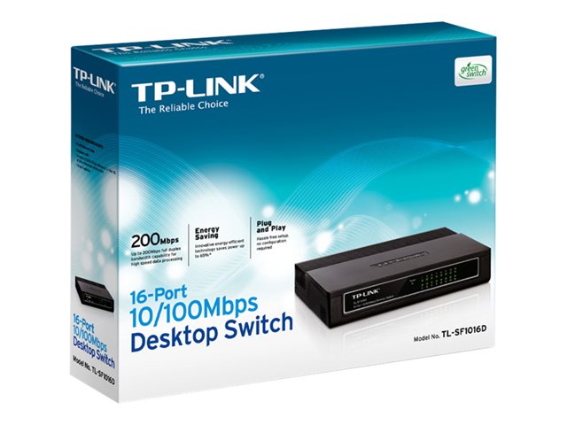 TP-Link TL-SF1016D 16-Port 10/100Mbps Desktop Switch - Switch - 16 x 10/100 - desktop