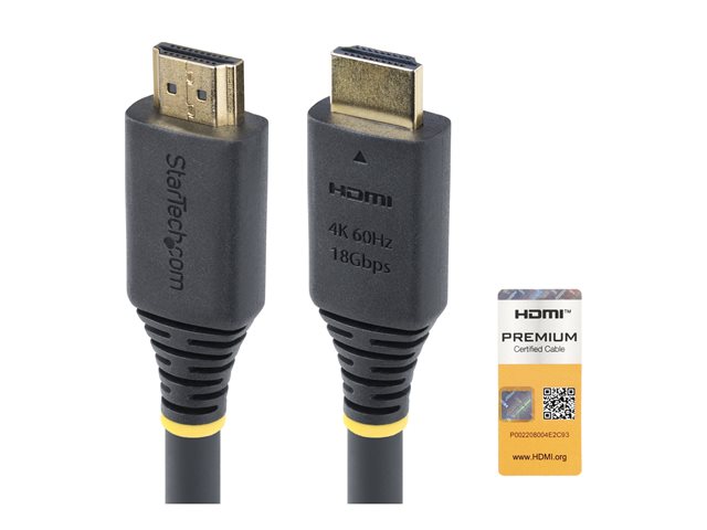 StarTech.com 2m (6.6ft) Premium Certified High Speed HDMI Cable, 4K60Hz - Premium High Speed - HDMI cable with Ethernet - HDMI male to HDMI male - 2 m - black - 4K60Hz support, passive