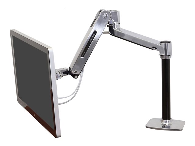 Ergotron LX HD Sit-Stand - Mounting kit (articulating arm, pole, VESA adapter, desk clamp base, grommet-mount base) - Constant Force Technology - for LCD display - polished aluminium - screen size: up to 49\"