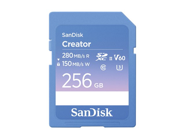 SanDisk Creator - Flash memory card - 256 GB - Video Class V60 / UHS-II U3 / Class10 - SDXC UHS-II