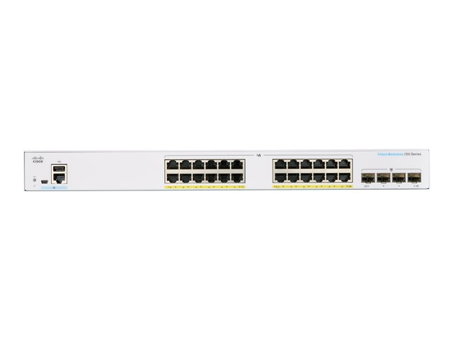 Cisco Business 250 Series CBS250-24FP-4G - Switch - L3 - smart - 24 x 10/100/1000 (PoE+) + 4 x Gigabit SFP - rack-mountable - PoE+ (370 W)