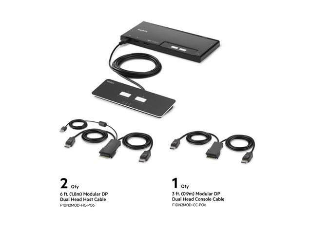 Belkin Modular Secure Dual Head - KVM switch - 2 x KVM port(s) - 1 local user - desktop - TAA Compliant