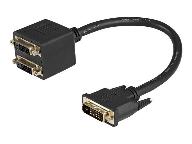 StarTech.com 1 ft DVI-D to 2x DVI-D Digital Video Splitter Cable - M/F (DVISPL1DD) - Video splitter - dual link - DVI-D female to DVI-D male - 30.5 cm - shielded - black - for P/N: DVIDDMM1, DVIDDMM10M, DVIDDMM25, DVIDDMM2M, DVIDDMM3M, DVIDDMM5M