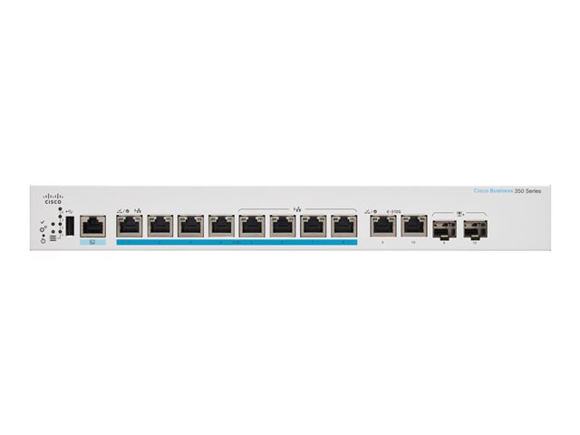 Cisco Business 350 Series CBS350-8MP-2X - Switch - L3 - Managed - 8 x 100/1000/2.5G (PoE+) + 2 x combo 10 Gigabit SFP+/RJ-45 - rack-mountable - PoE+ (240 W)