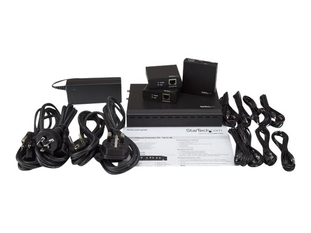 StarTech.com 3 Way HDMI Splitter - HDBaseT Extender Kit w/ 3 Receivers - 1x3 HDMI over CAT5e / CAT6 Splitter - 3 Port HDBaseT HDMI Extender - Up to 4K (ST124HDBT) - Video/audio extender - up to 70 m