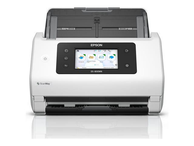 Epson WorkForce DS-800WN - Document scanner - Duplex - A4/Legal - 600 dpi x 600 dpi - up to 50 ppm (mono) / up to 50 ppm (colour) - ADF (100 sheets) - up to 8000 scans per day - USB 3.2 Gen 1x1, Gigabit LAN, USB 2.0 (Host), Wi-Fi
