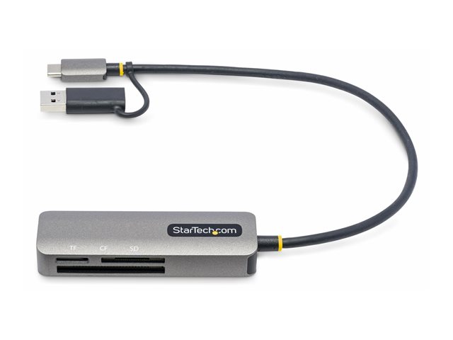 StarTech.com USB 3.0 Multi-Media Memory Card Reader, SD/microSD/CompactFlash Card Reader, Portable USB 5Gbps Card Adapter, External USB-C Card Reader with Attached USB-A Adapter - Works with Any Operating System (FCREADMICRO3V2) - Card reader (CF II, microSDHC, microSDXC, SDHC, SDXC, SD 3.0 UHS-I) - USB 3.0/USB-C