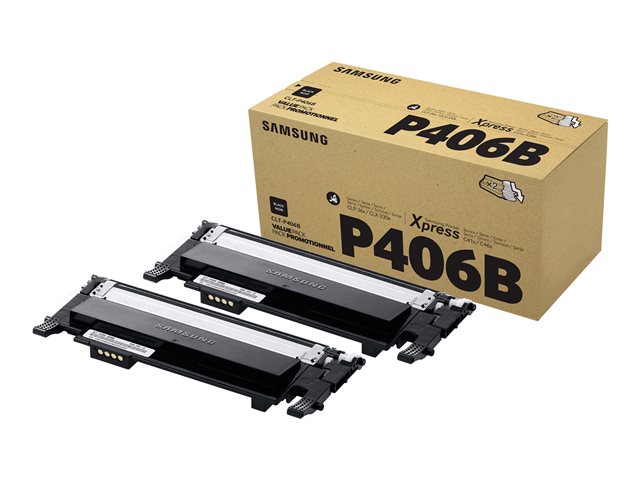 Samsung CLT-P406B - 2-pack - black - original - toner cartridge (SU374A) - for Samsung CLX-3300, 3302, 3303, 3304, 3305, 3306, 3307, SCX-3300, 3301, 3305, 3306