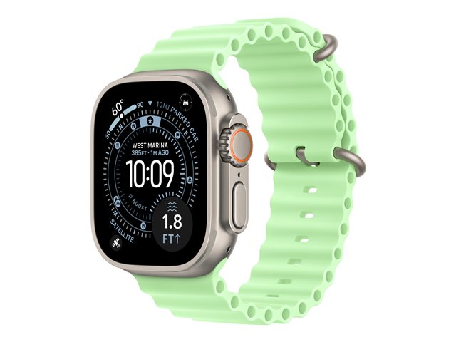 49mm Neon Green OceanBand Extension - Natural Titanium Finish