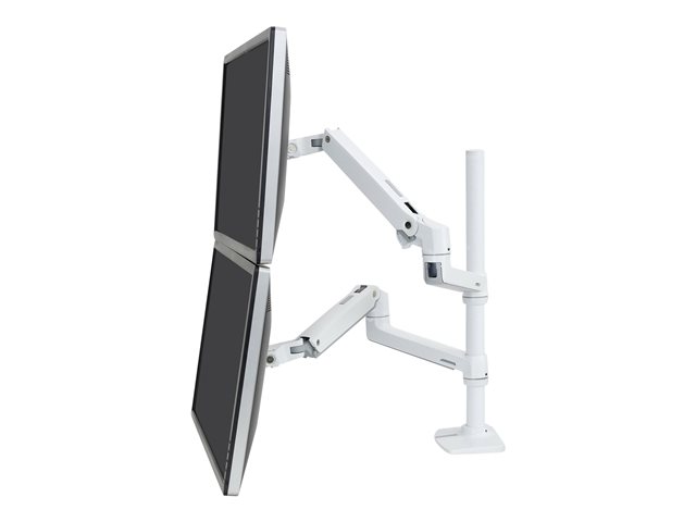 Ergotron LX - Mounting kit (dual stacking arm, tall pole) - for 2 LCD displays - aluminium - white - screen size: up to 40\" - desk-mountable