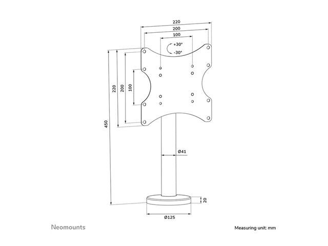 Neomounts DS42-430BL12 - Stand - bolt-down - for TV - steel - black - screen size: 23\"-43\" - desk-mountable