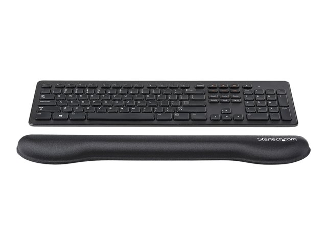StarTech.com Foam Keyboard Wrist Rest for Ergonomic Typing Support, Padded Non-Slip Keyboard Cushion, Laptop or Desktop Computer Keyboard Wrist, Hand & Arm Rest, Soft Black Nylon Rest Pad - Soft Black Wrist Rest (WRSTRST) - Keyboard wrist rest - black - for P/N: LAPTOP-SIT-STAND