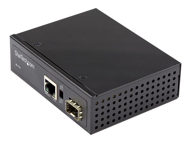 StarTech.com PoE+ Industrial Fiber to Ethernet Media Converter 60W, SFP to RJ45, Singlemode/Multimode Fiber to Copper Gigabit Ethernet, Compact, IP-30/ -40 to +75C, PoE+ Media Converter - Fiber Media Converter (IMC1GSFP60W) - Fibre media converter - 1GbE - 1000Base-SX, 1000Base-T - RJ-45 / SFP (mini-GBIC) - up to 10 km